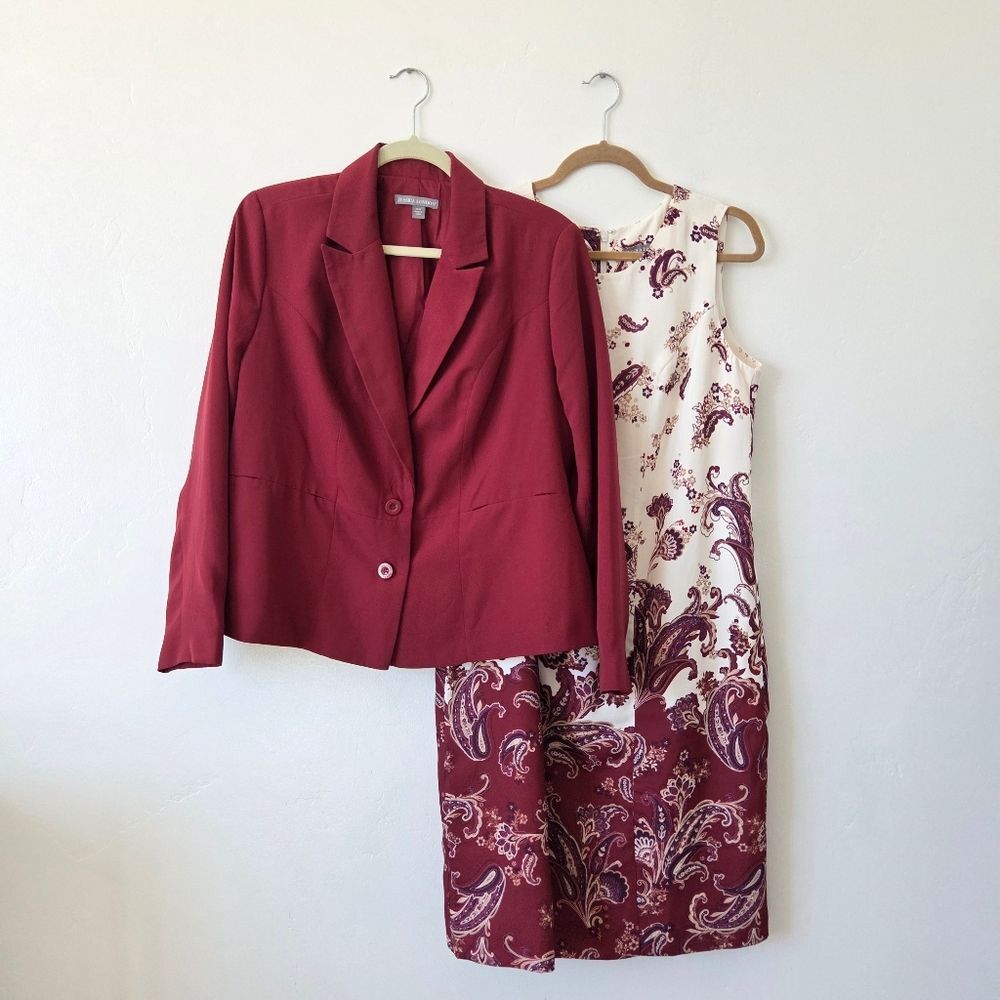 NEW Jessica London Jacket Dress Maroon Paisley Office Professional Preppy 14W